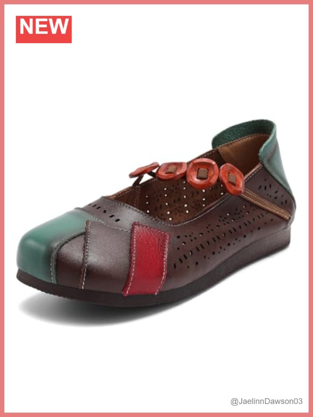 Women's Breathable Leather Mary Jane Flats Non-Slip Slip-On Walking Shoes